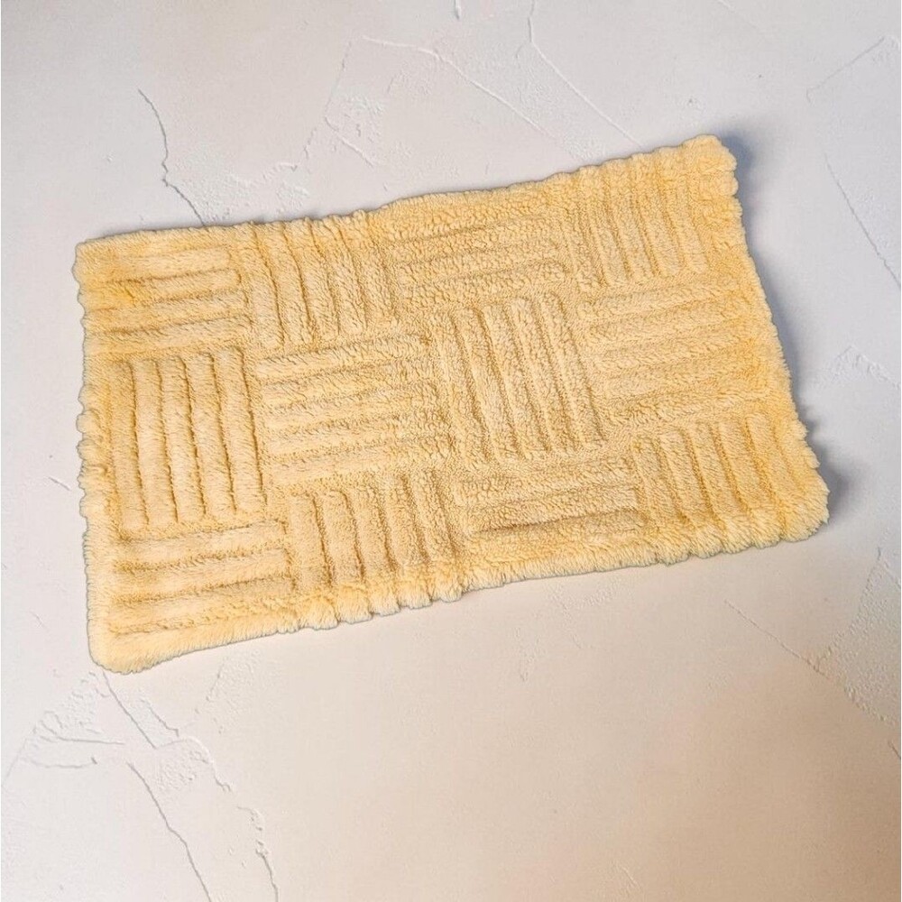 Vintage Mustard Gold Plush Pillow Cover 18x11 Geometric Texture 70s Retro MCM
